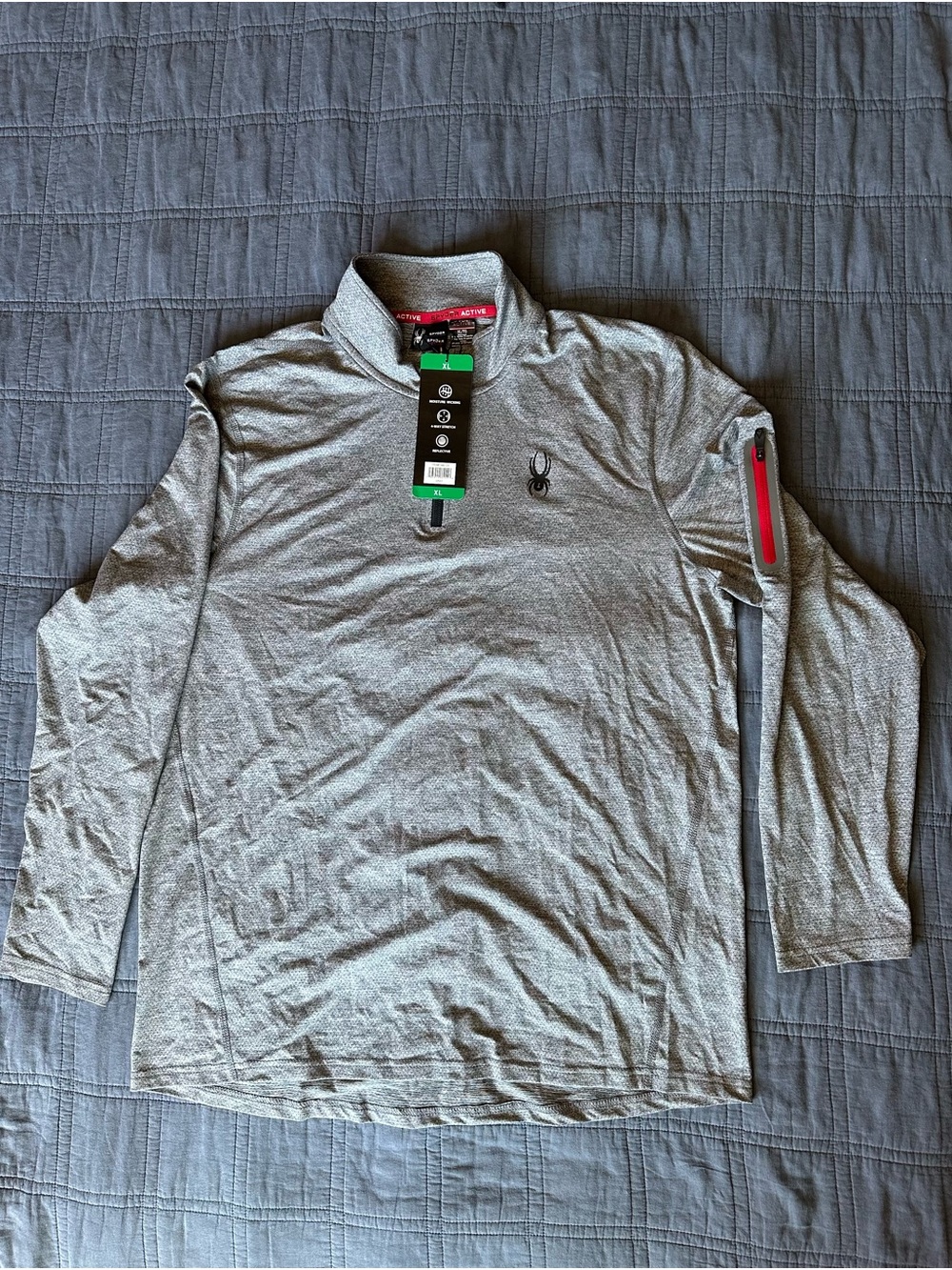 Spyder Active Men's Gray 1/4 Zip Performance Pullover XL NWT